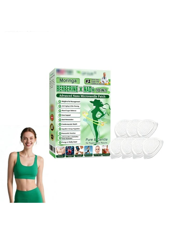 مورينجا لاصقة مورنغا باشت، لاصقة نانو ميكرو دارتس 10 في 1 الاحترافية الجديدة، لاصقات بيربرين الجديدة، لصقات طبيعية لتقليل الوزن للنساء والرجال، مناسبة لجميع أنواع البشرة (1 علبة) - Image 1